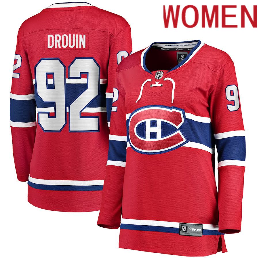 Women Montreal Canadiens 92 Jonathan Drouin Fanatics Branded Red Home Breakaway Player NHL Jersey